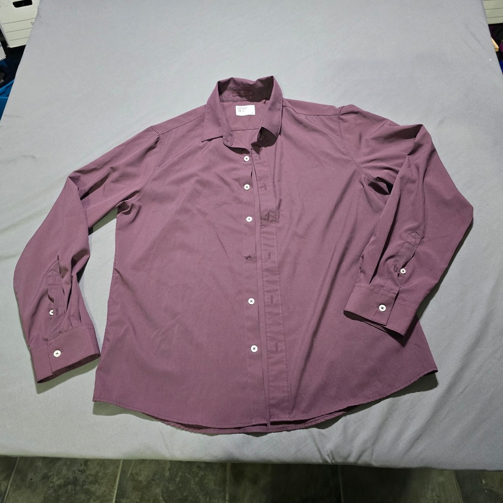 MISSING BUTTON Level Ten Button Shirt Mens Large Purple Long Sleeve